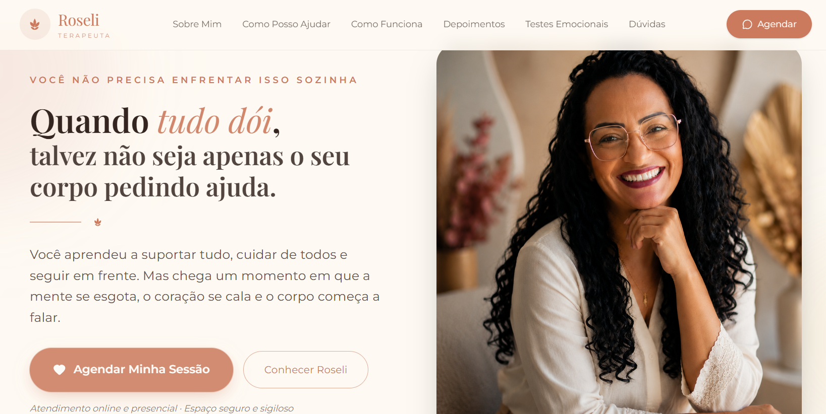 Landing page estratégica desenvolvida para Roseli Santos